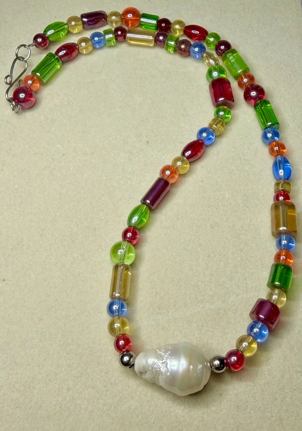 Multicolored Glass Pearl Necklace