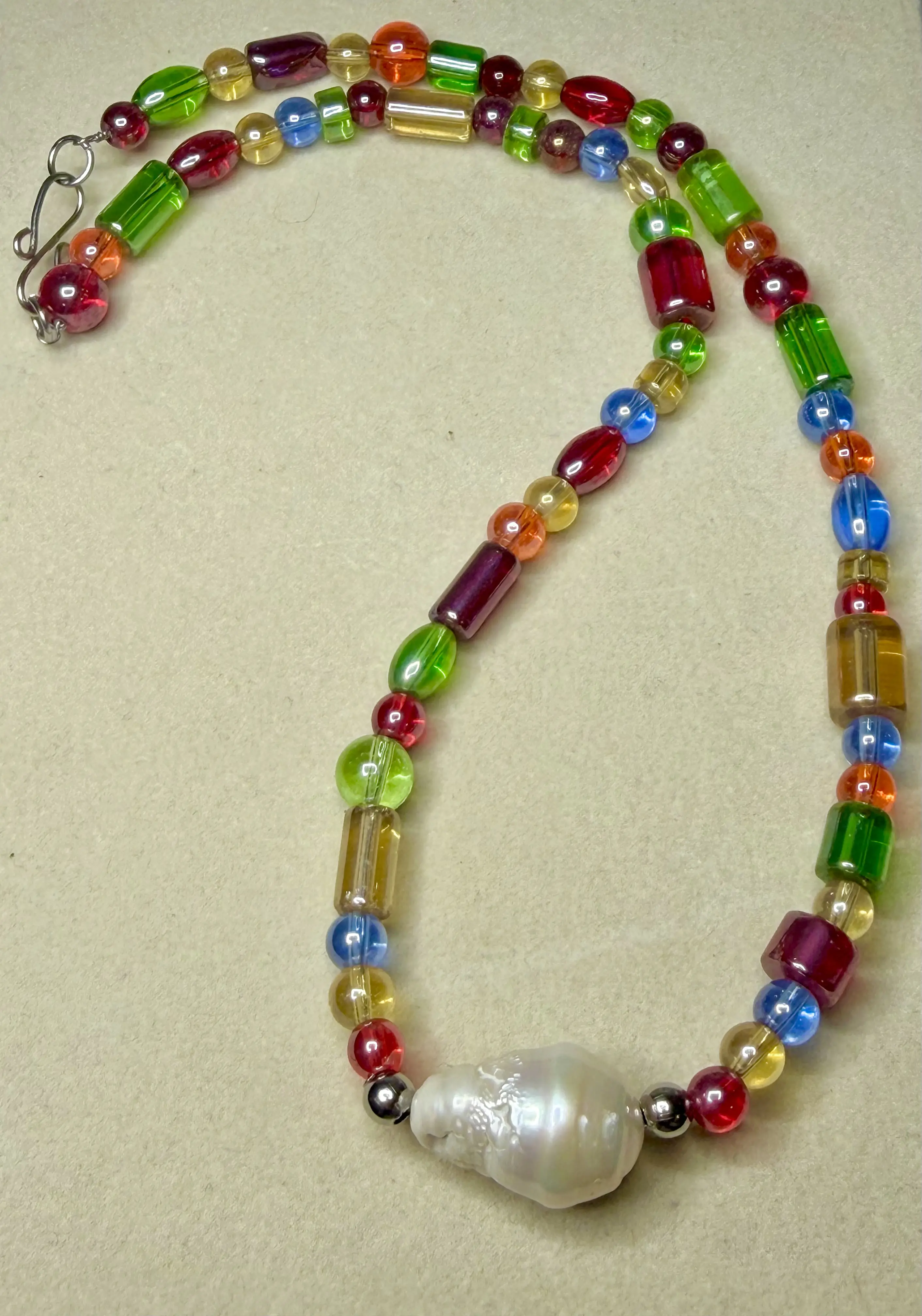 Multicolored Glass Pearl Necklace