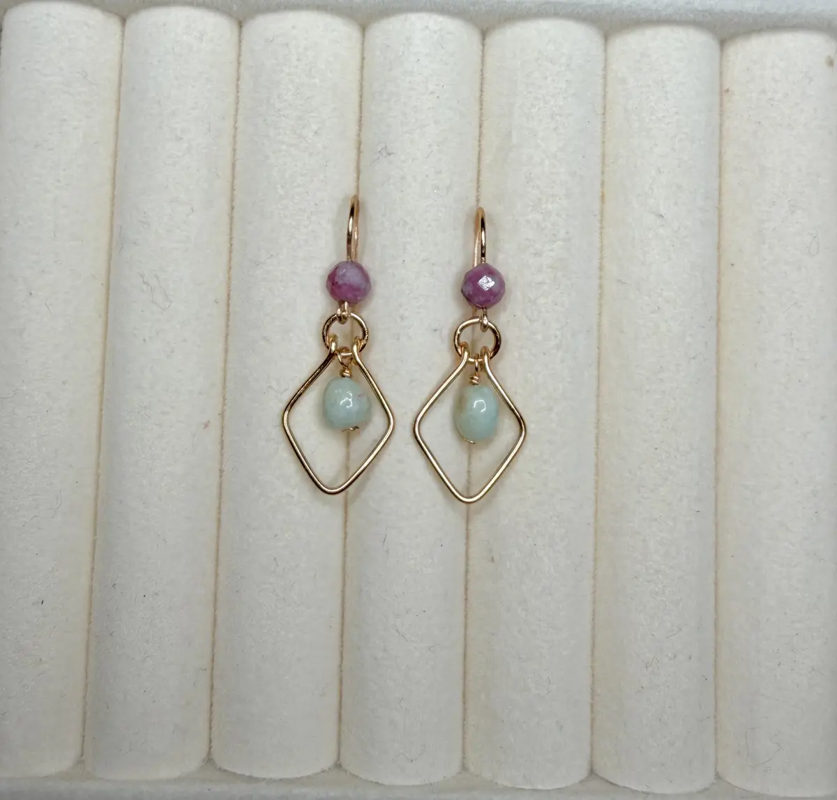 Diamond Ruby Jade Earrings