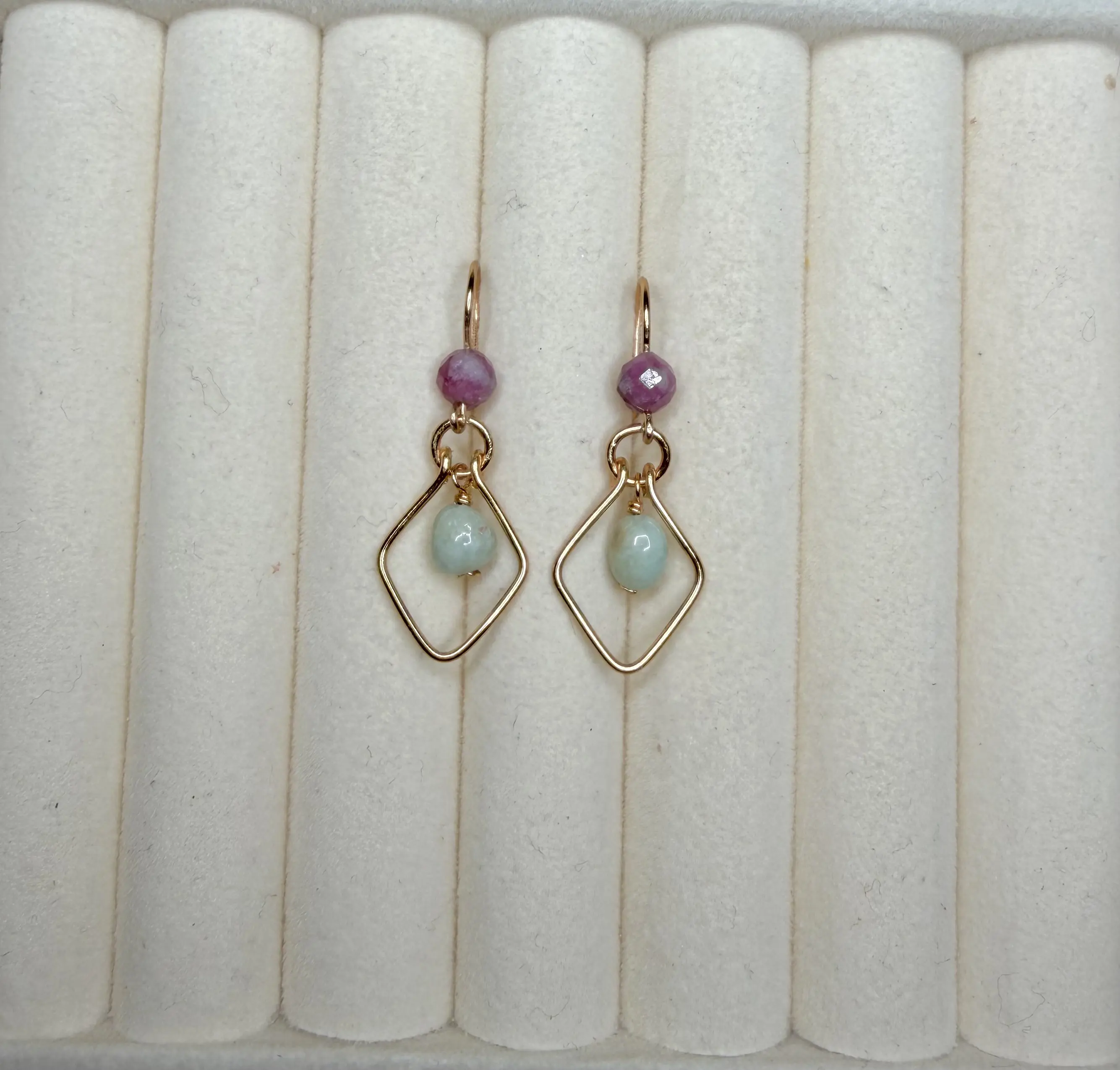 Diamond Ruby Jade Earrings
