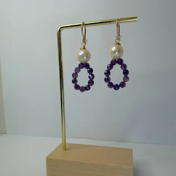 Amethyst and Pearl Earrings