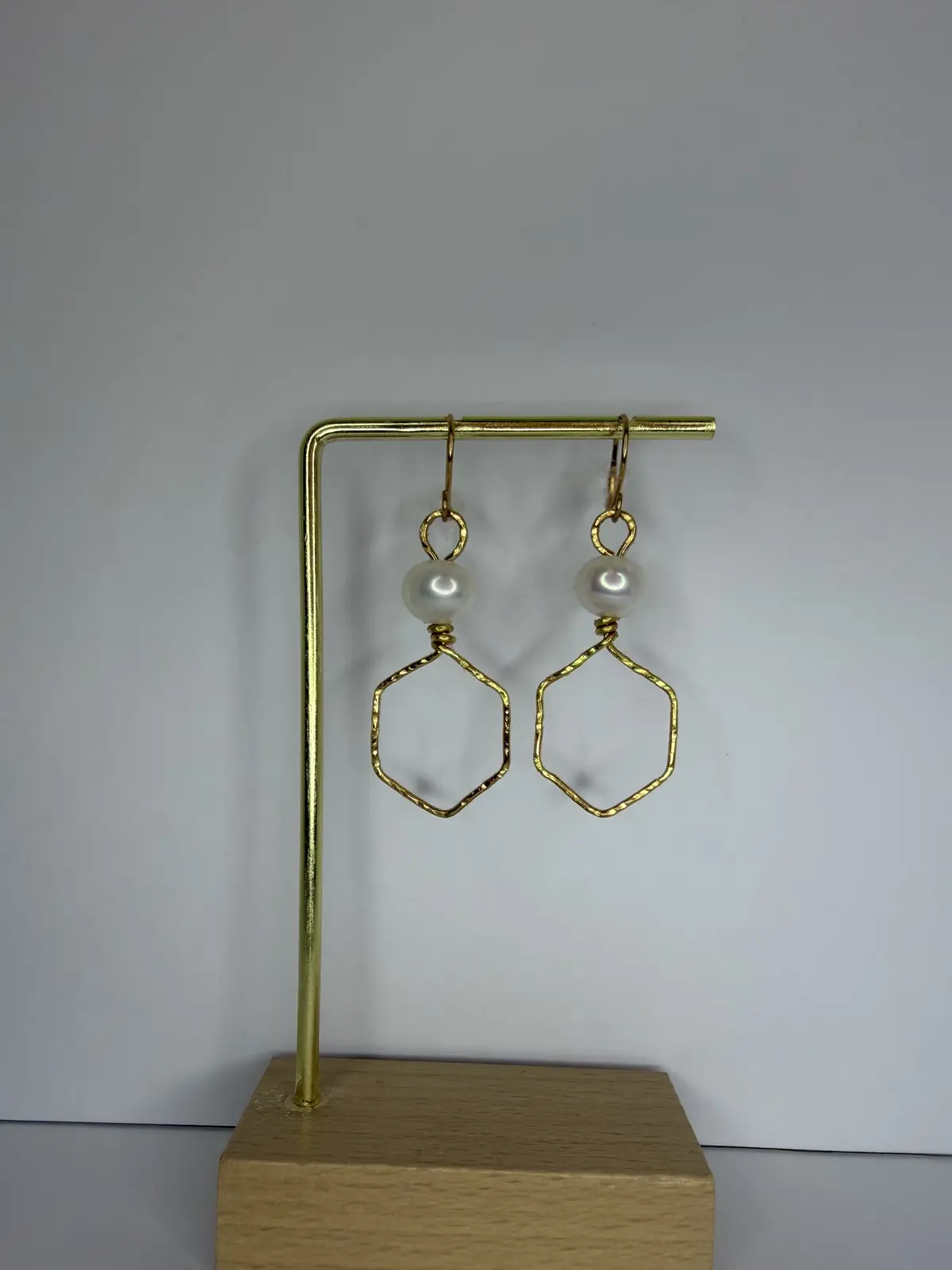 Hexagon Pearl Earrings