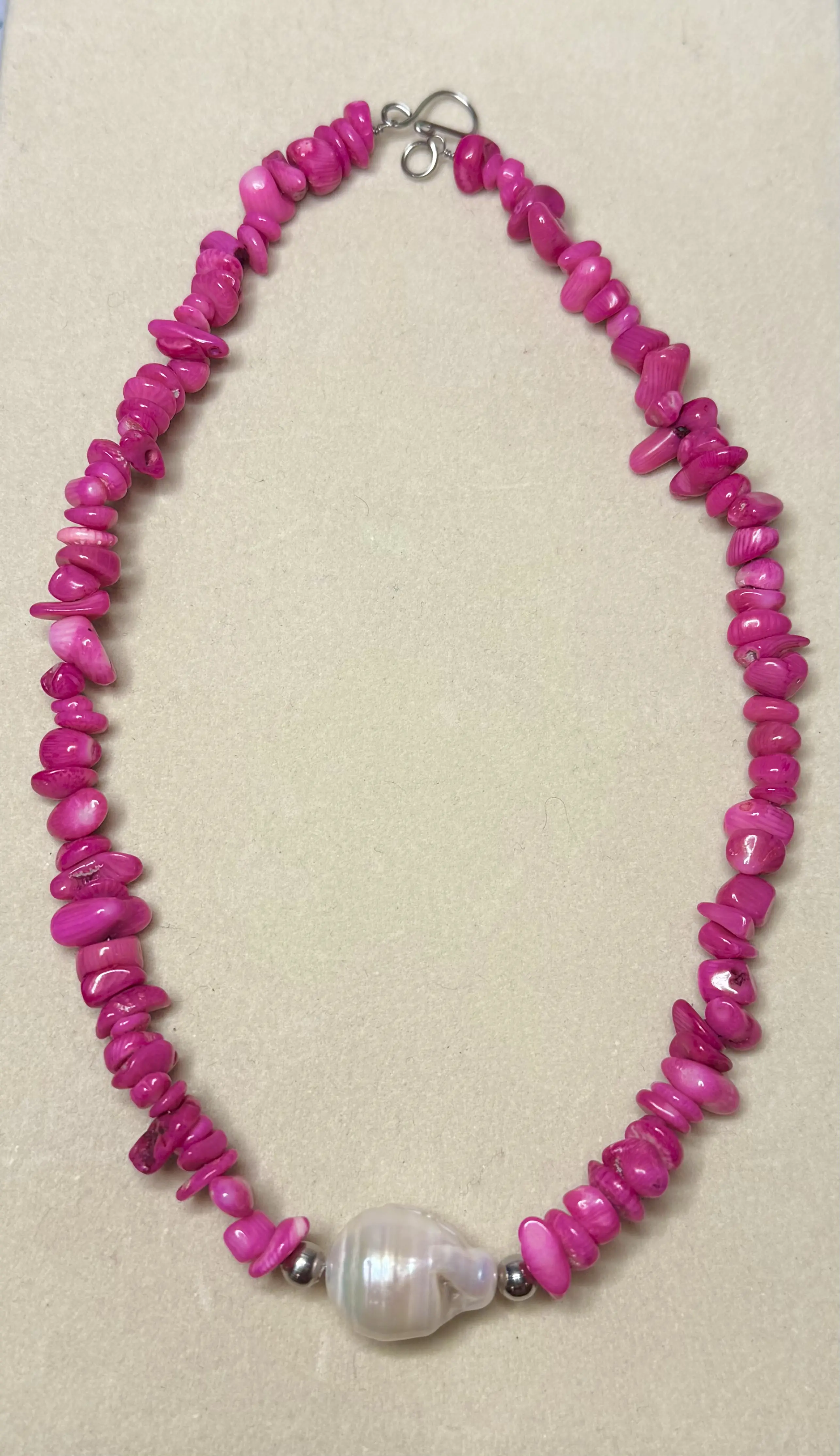 Pink Pearl Choker Necklace 