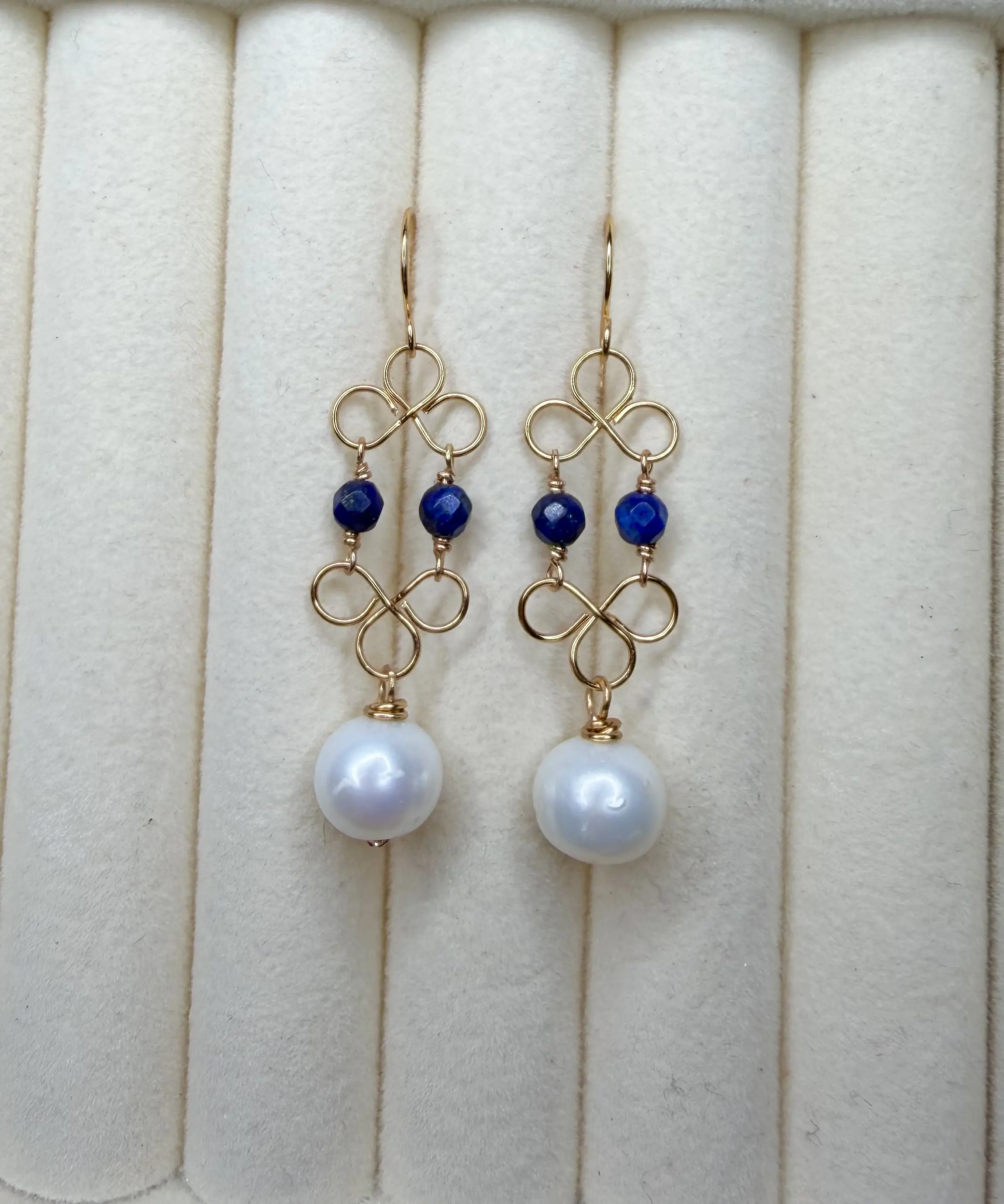 Lapis Pearl Earrings