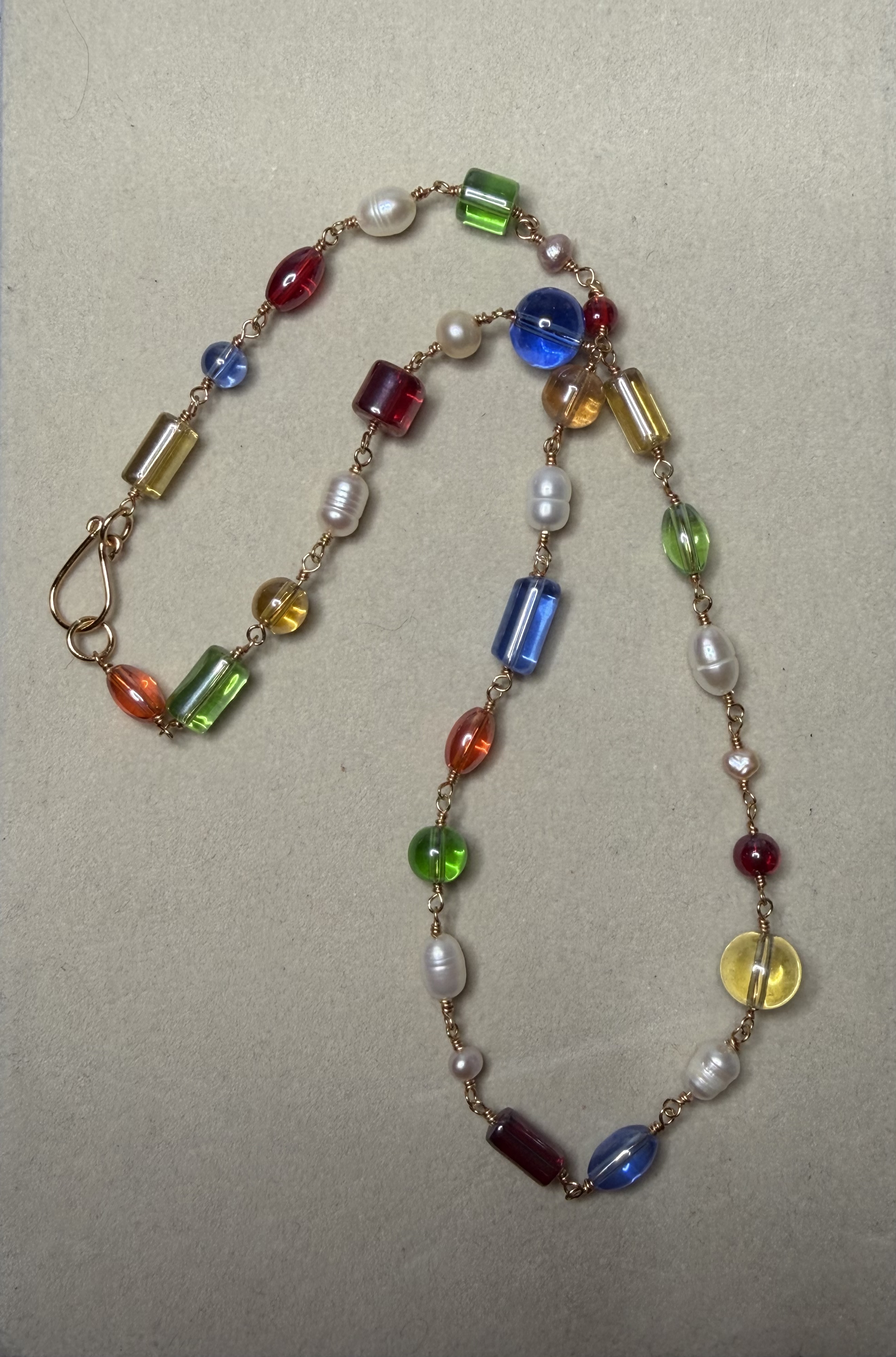 Multicolored Glass Pearl Necklace 
